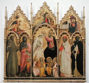 圣徒与圣徒的加冕，c.1420（面板上的蛋彩画）