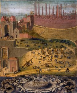 1526 年锡耶纳的卡莫利亚门胜利（面板蛋彩画） 作者 乔瓦尼·迪·洛伦佐·奇尼