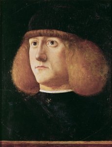 文艺复兴时期：年轻人的肖像 par Mansueti, Giovanni di Niccolo (c. 1465-1527), 约1500。木板上的油画，29.7x22.3。艺术史博物馆，维埃纳