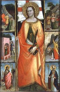 St. Reparata，有殉难和SS的场景。施洗约翰和尼古拉斯（面板上的蛋彩画）