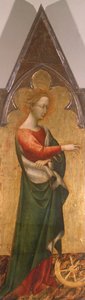 多联画与圣。 乔瓦尼·迪·保罗（Giovanni di Paolo，约 1403-1482 年）创作的《亚历山德里亚的凯瑟琳》，细节 作者 乔瓦尼·迪·保罗