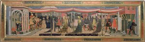 来自Adimari Cassone的正面描绘了洗礼堂前的婚礼场景，c.1450（面板上的蛋彩画）（另见62295,123484-6） 作者 乔万尼·迪·乔万尼