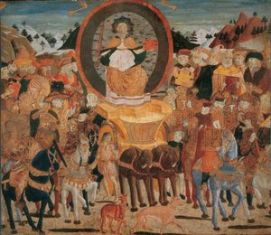 Le triomphe de la gloire - 名誉的胜利 - (Lo Scheggia) Giovanni di Ser Giovanni (1406-1486)。 面板上的蛋彩