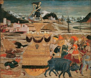 Le triomphe de la mort - 死亡的胜利 - (Lo Scheggia) Giovanni di Ser Giovanni (1406-1486)。 面板上的蛋彩