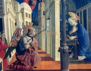 卡梅里诺的吉罗拉莫-迪-乔瓦尼（Girolamo di Giovanni，约 1449-1473 年）的《天使报喜》，细节，约 1460 年 作者 吉罗拉莫·乔万尼