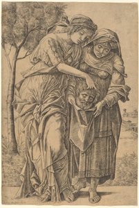 朱迪与霍洛芬尼的头颅 作者 Girolamo Mocetto 在 Andrea Mantegna 之后