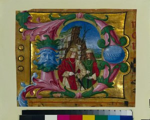 从合唱本中摘录的历史首字母D：两名烈士圣徒c。 1500-1510。