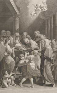 基督的割礼，一群男人、女人和天使围绕着他，......，约1760-1800。