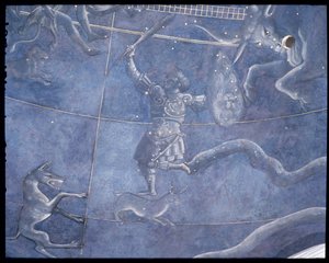 1442年7月4日夜间太阳穿过星星的路径，猎户座和金牛座的细节，从祭坛上方的拱腹，c.1430（细节85088） 作者 朱利亚诺·达里里·佩塞洛