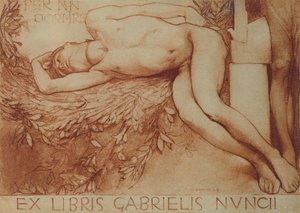Gabriel dAnnunzio的前Libris卡片（粉笔在纸上） 作者 朱利奥·阿里斯蒂德·萨托里奥