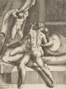 阿波罗和利库西娅，出自《众神的爱》，约1531-76年。 作者 朱利奥·博纳松