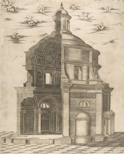 罗马一座供奉海神的神庙的外部和内部部分，1541年。