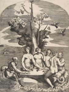 两位海神伴着四位仙女，1531-76。 作者 朱利奥·博纳松