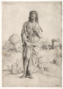 施洗者圣约翰c。 1505。 作者 朱利奥·坎帕尼奥拉（Giulio Campagnola）