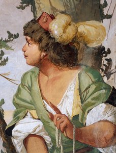 牧羊人Sylvius意外地打伤了仙女Dorinda并爱上了她，壁画由Giulio Carpioni创作，灵感来自Giovanni Battista Guarini的田园剧《忠实的牧羊人》，意大利威尼托省Caldogno别墅。 作者 朱利奥·卡尔皮奥尼