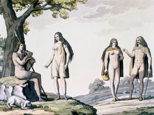 古代日耳曼人的服饰，朱利奥-费拉里奥（1767-1847 年）《古代和现代服饰》中的雕版画