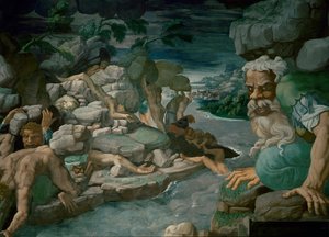 巨人试图冲进奥林匹斯山，却被滚落的岩石压垮（壁画） 作者 朱利奥·罗马诺