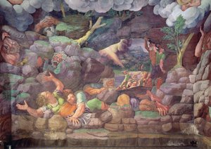 Sala dei Giganti，木星霹雳摧毁巨人的细节，1536年壁画细节78482 作者 朱利奥·罗马诺