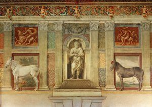 Sala grande dei cavalli, with frescosé of the favourite horses of the Gonzaga ... （壁画） 作者 朱利奥·罗马诺