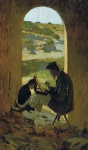 画家 Stanislao Pointeau，约 1863 年（木板油画） 作者 朱塞佩·阿巴蒂（Giuseppe Abbati）