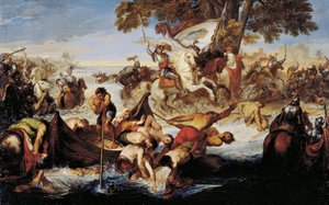 乔瓦尼-德尔-班德-内尔的军队穿越阿达，由朱塞佩-贝祖利（1784-1855）拍摄。