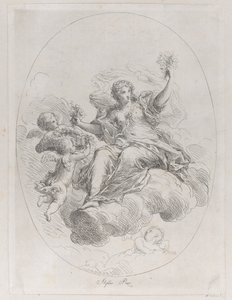 云上的寓言人物与普提，出自Stefano Pozzi之手，约1745-1802。