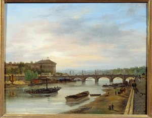 The Palais Bourbon and the Pont Louis XVI (Pont de la Concorde) seen from the Quai des Tuileries in Paris. Painting by Giuseppe Canella (1788-1847) EC.ITAL.