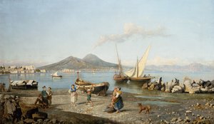那不勒斯湾的景色（布面油画） 作者 朱塞佩·卡雷利（Giuseppe Carelli）