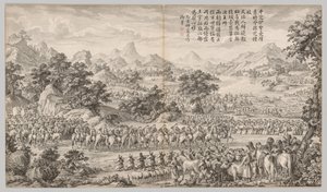 接受以利投降c。 1765-1774年，诗作于1760年。 作者 郎世宁