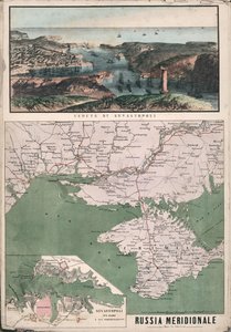 俄罗斯南部地图，包括塞瓦斯托波尔湾及其防御工事的视图，1853年。 作者 朱塞佩·奇维利
