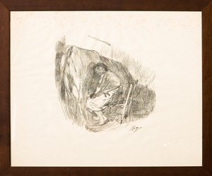 挤奶（石版画） 作者 朱塞佩·格拉齐奥西