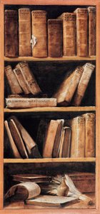 静物图书馆与音乐书籍。画家：朱塞佩-玛丽亚-克雷斯皮（Giuseppe Maria Crespi dit lo Spagnolo）（1665-1747）1715年博洛尼亚，音乐学院