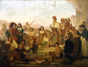1647 年那不勒斯渔民托马索·阿尼洛（Tommaso Aniello，又名 Masaniello，1622-1647 年）在那不勒斯的起义。马扎的绘画。 米兰科学博物馆