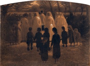 朱塞佩 Pellizza da Volpedo (1868-1907) 的《死去的孩子》。 纸板粉彩，尺寸：71x98 作者 朱塞佩·佩里扎·达·沃尔佩多