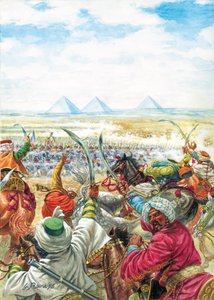 埃及战役（远征）（1798-1801 年）："1798年7月21日的金字塔战役--埃及战役：7 月 21 日的金字塔战役（恩巴贝战役 作者 朱塞佩·拉瓦（Giuseppe Rava）