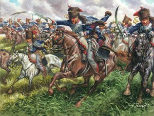 第一帝国：1815 年 6 月 18 日滑铁卢战役中英国龙骑兵第 15 团的冲锋 - 第一帝国：1815 年 6 月 18 日滑铁卢战役中英国龙骑兵第 15 团的冲锋 - 插图：Giuseppe Rava 作者 朱塞佩·拉瓦（Giuseppe Rava）