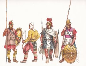 马其顿军队长矛手、弓箭手和波斯雇佣兵 作者 朱塞佩·拉瓦（Giuseppe Rava）