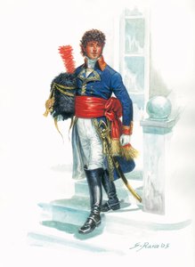 约阿希姆-缪拉（1767-1815 年）年轻军人的肖像 - 年轻的约阿希姆-缪拉的肖像 - 朱塞佩-拉瓦的插图 作者 朱塞佩·拉瓦（Giuseppe Rava）