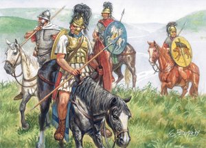 罗马古代（共和国）：一群罗马骑兵 - 罗马共和国：罗马骑兵 - 插图：Giuseppe Rava 作者 朱塞佩·拉瓦（Giuseppe Rava）