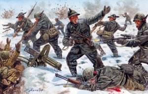 第二次世界大战，俄罗斯前线：二战，俄罗斯前线：1943 年 1 月，俄罗斯境内的意大利高山猎人 - 插图：Giuseppe Rava 作者 朱塞佩·拉瓦（Giuseppe Rava）