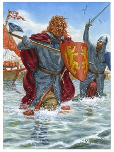 第三次十字军东征：被称为狮心王的英格兰理查德一世（1157-1199 年）进攻圣让德阿克（1191 年）（插图） 作者 朱塞佩·拉瓦（Giuseppe Rava）
