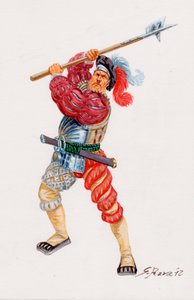 Un Lansquenet，德国雇佣兵长矛手 - a Landsknecht 德国雇佣兵长矛手 - 插图：Giuseppe Rava 作者 朱塞佩·拉瓦（Giuseppe Rava）