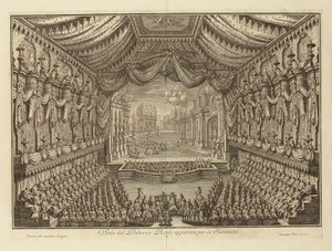 The Performance of La Serenata in the Royal Palace of Naples par Vasi, Giuseppe (1710-1782). Copper engraving, size : 41,5x62