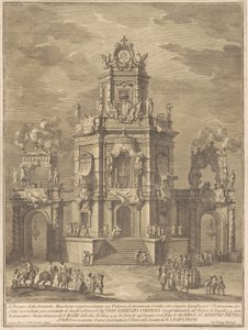 为1776年的奇纳河而建的第二座马奇纳：带有彩票抽奖平台的宫殿 作者 朱塞佩·瓦西（Giuseppe Vasi），模仿朱塞佩·帕拉齐（Giuseppe Palazzi）