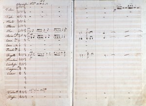 朱塞佩·威尔第 (Giuseppe Verdi) 的麦克白歌剧原版乐谱双页