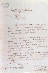 朱塞佩·威尔第 (Giuseppe Verdi) 于 6 月 20 日成为博洛尼亚市长时的亲笔信