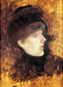 莎拉·伯恩哈特 (Sarah Bernhardt) 的肖像。 朱塞佩·德尼蒂斯 (1846-1884) 的绘画