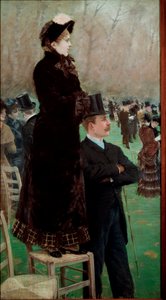 在 Bois de Boulogne Spectators 观看赛马比赛 作者 朱塞佩或约瑟夫·德尼蒂斯