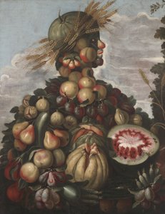 秋天，1580-1600 作者 朱塞佩风格的Arcimboldo