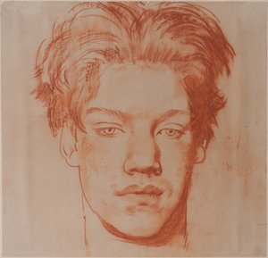 一个年轻人的头像（红色粉笔画） 作者 格林·沃伦·菲尔波特